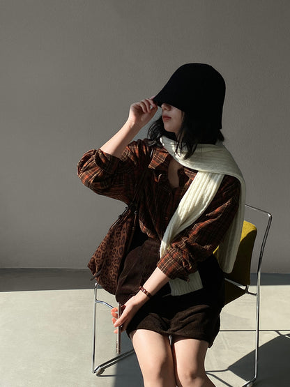 【cimz1753】實拍磨毛加厚復古格紋襯衫 251120