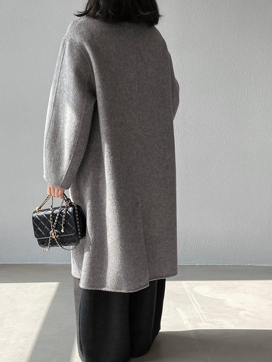 【cimz629065】實拍高級感貴氣重磅氣質羊毛桑蟬絲大衣外套251128