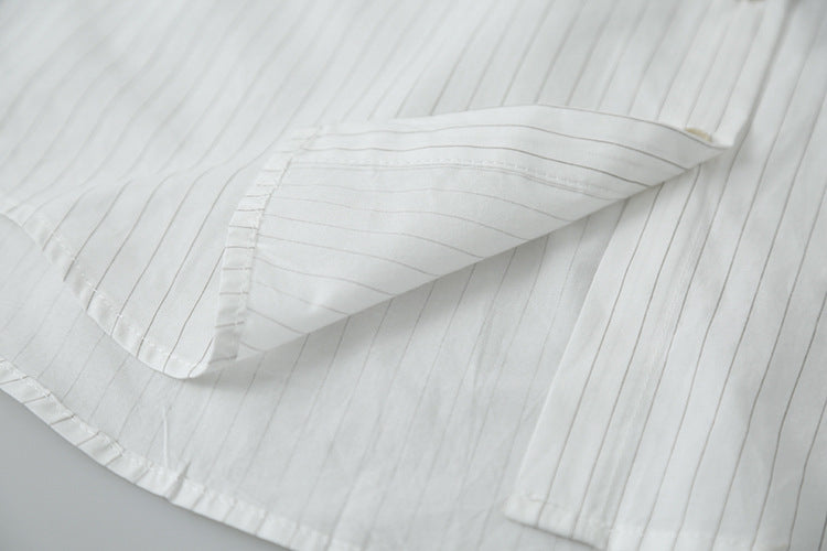 【LD003】實拍中性棉100氣質寬鬆條紋襯衫251103