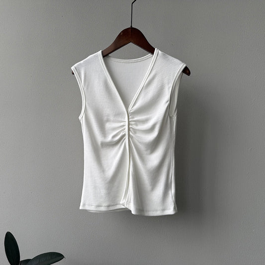 在台現貨【Y82531】實拍棉質褶皺針織T恤