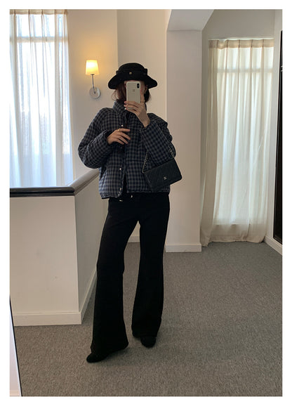 【H5517】實拍超級瘦高腰加絨厚款氣質喇叭褲251125