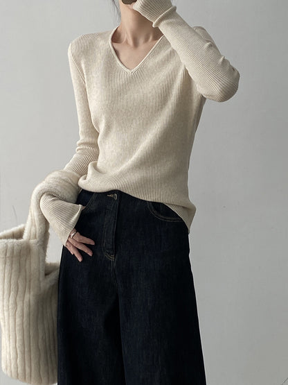 【YP313】實拍冬季氣質簡約v領針織衫251113
