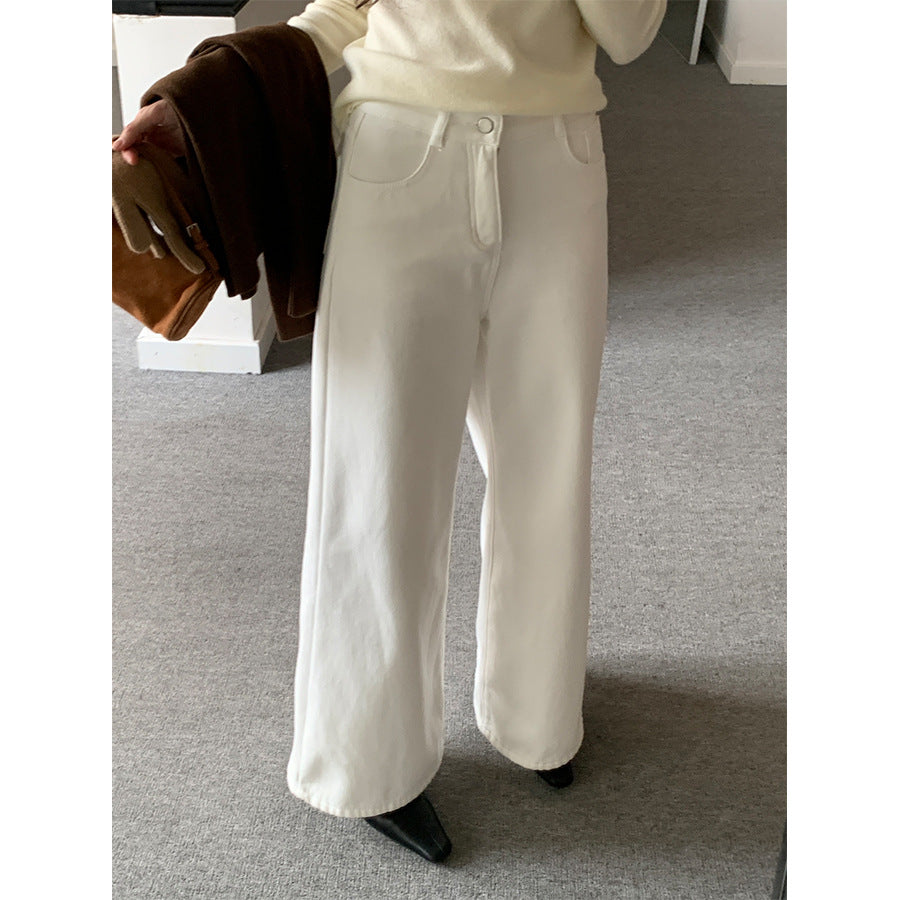 【H5512】實拍S~XL韓國保暖加絨白色牛仔褲251118