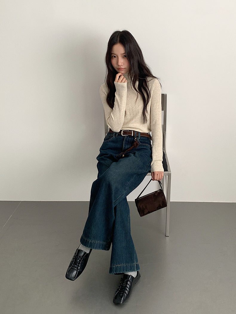 【LD11073】實拍S~XL保暖加絨加厚高腰直筒牛仔褲251209