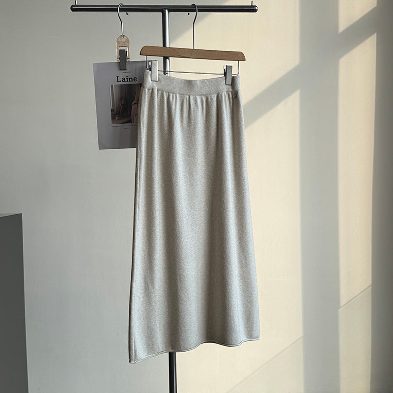 【cimYL1580】實拍氣質簡約捲邊針織長裙251114