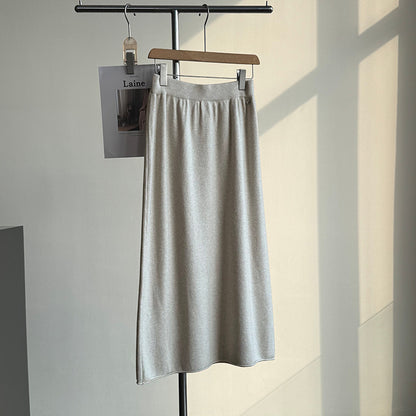 【cimYL1580】實拍氣質簡約捲邊針織長裙251114