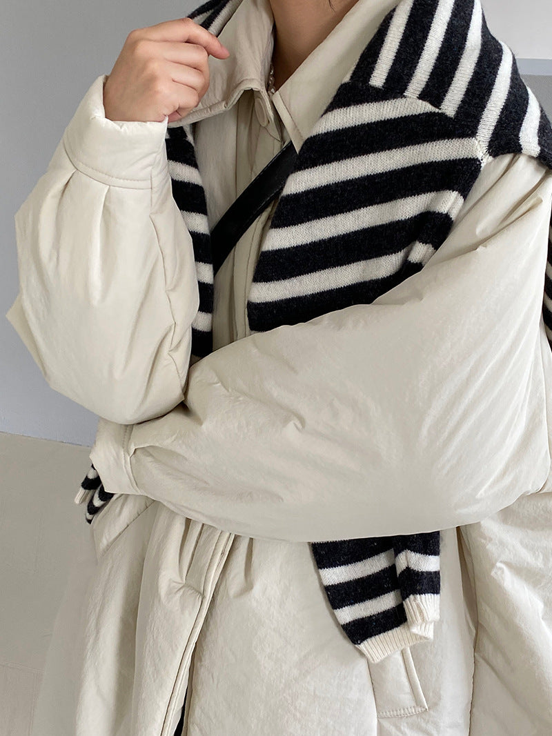 【cimz1235】 雪山奶糖 Muji 風輕薄初冬簡約廓形寬鬆棉服外套260108