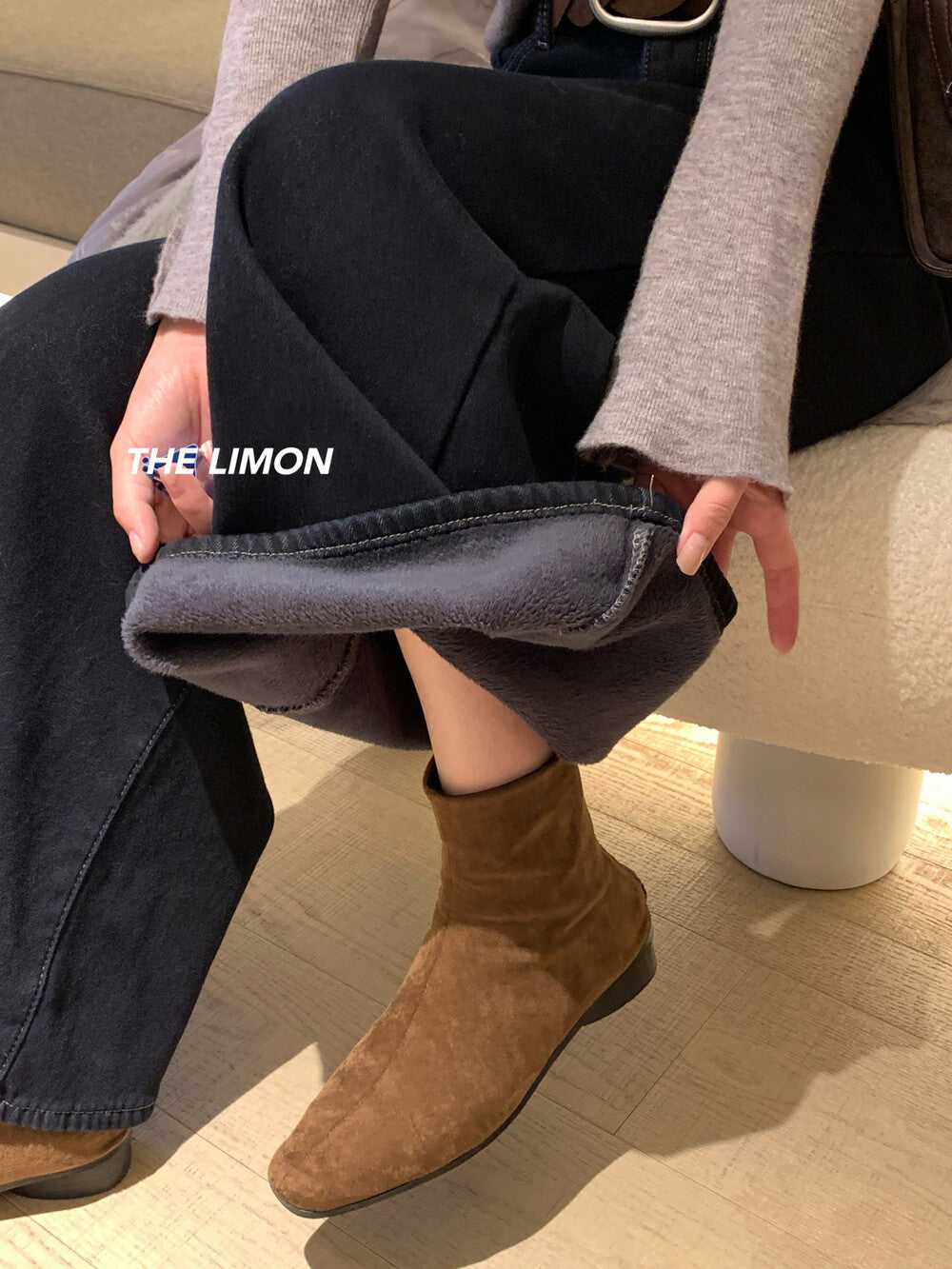 【L2651】實拍檸檬秋冬復古加厚顯瘦直筒微喇牛仔褲＋腰帶251117