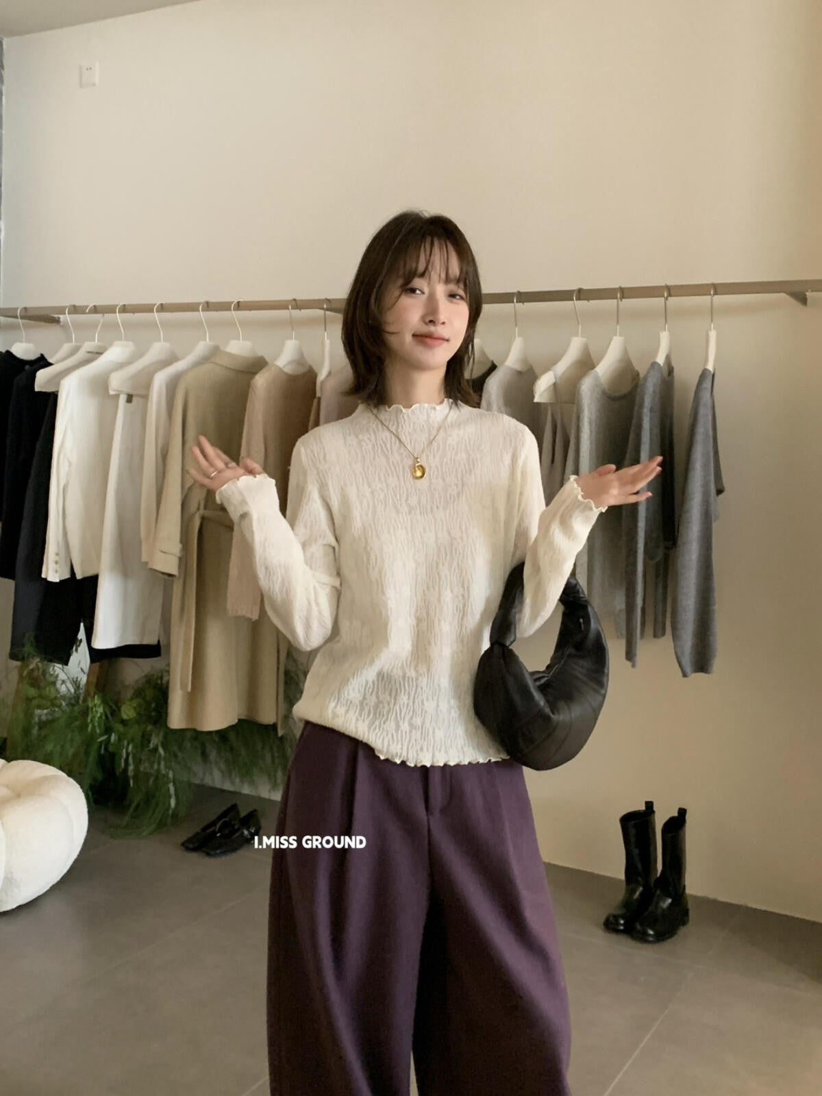 【LH900537】實拍IMISS韓系絕美氣質花邊領蕾絲打底衣251215