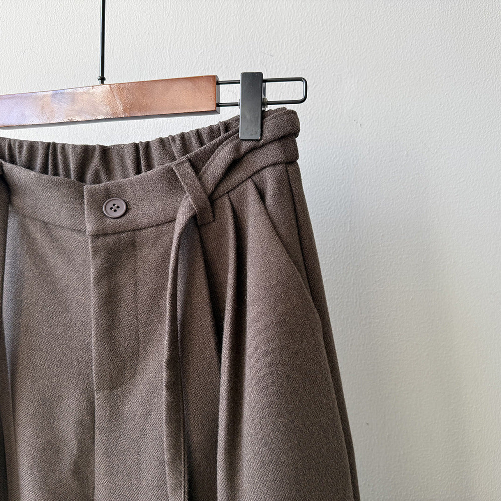 【Y82677】 實拍復古系帶加厚七分闊腿褲251023