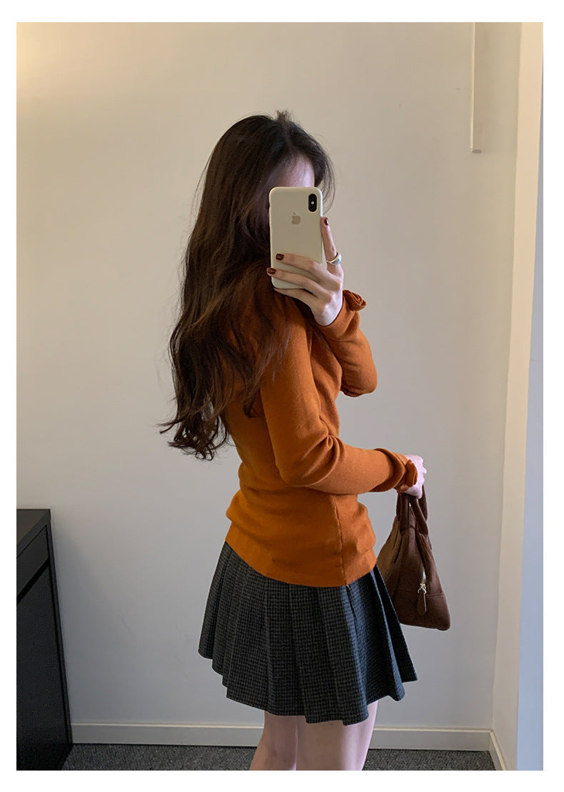 【H5492】實拍S~XL復古學院風磨毛百褶a字裙（內有安全褲）251109