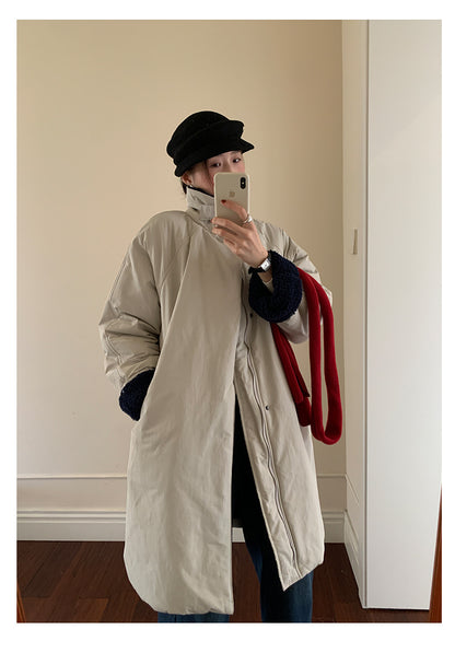 【H5498】實拍韓系加厚保暖長款棉服大衣外套251118