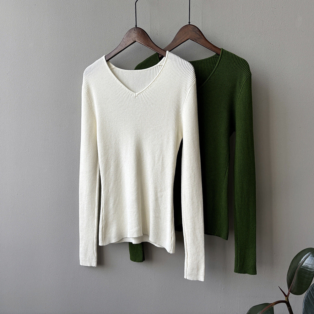 【YP313】實拍冬季氣質簡約v領針織衫251113