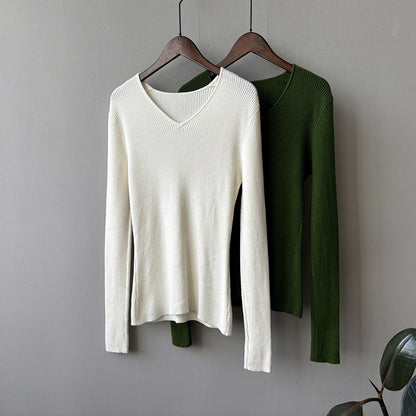 【YP313】實拍冬季氣質簡約v領針織衫251113