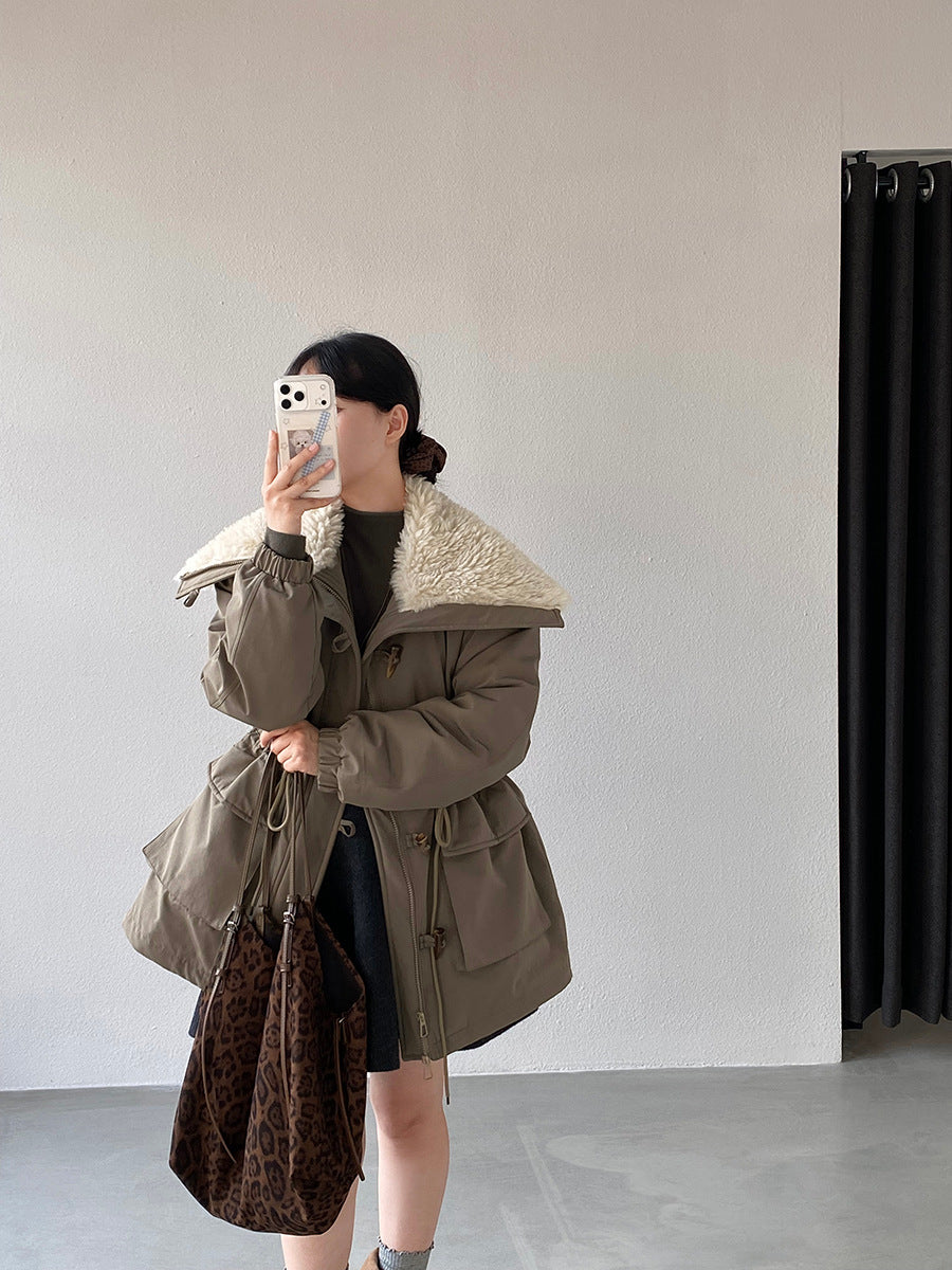 【cimz1727】實拍行走的火爐重工牛角扣大翻領工裝羽絨外套大衣(白鴨絨50)251120