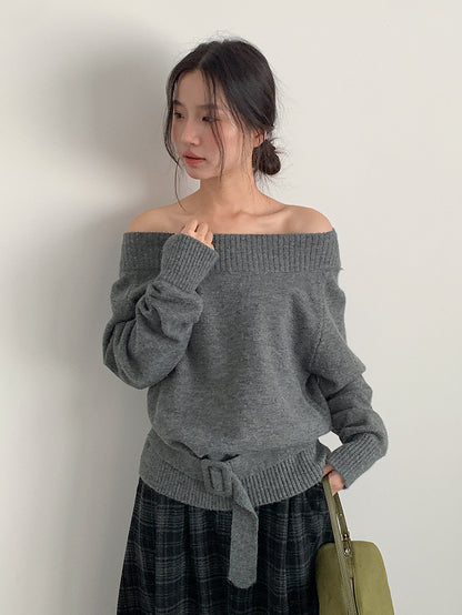 【LD11062】實拍慵懶高級感北極融針織毛衣（可拉一字肩）251209