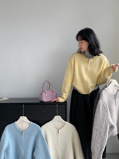 【cimz1386】實拍雙頭拉鍊羊毛保暖針織外套（羊毛34%)251201