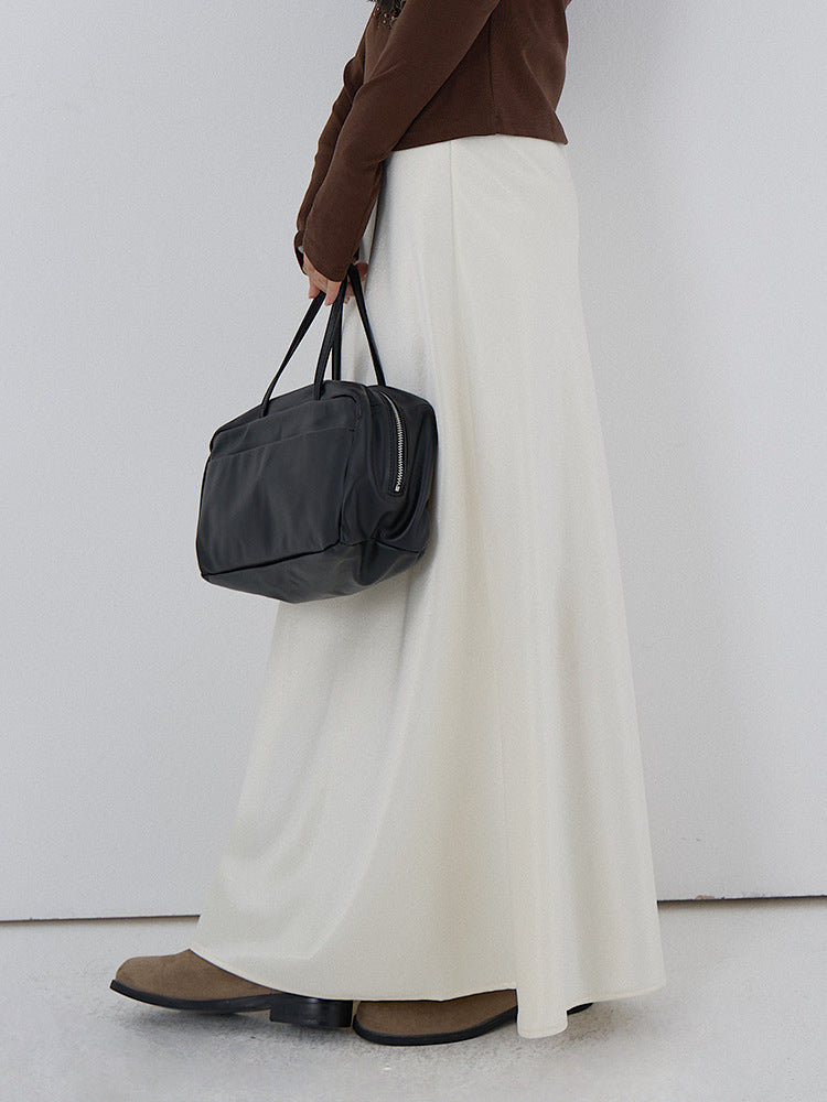 【LD3288】實拍秋冬高腰垂感抓絨厚款緞面魚尾裙251103