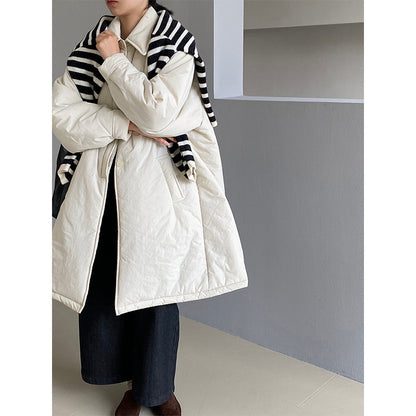 【cimz1235】 雪山奶糖 Muji 風輕薄初冬簡約廓形寬鬆棉服外套260108