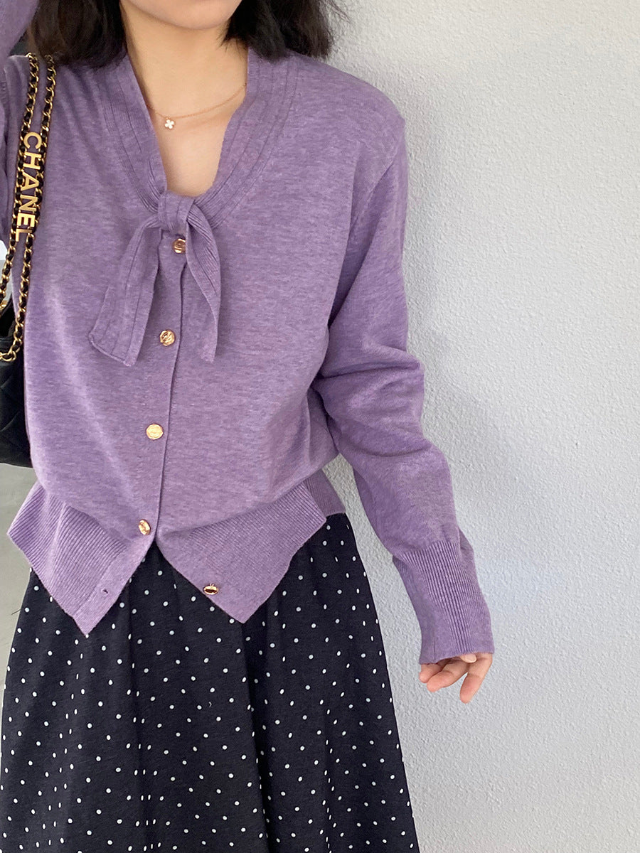 【cimJ8902】實拍氣質小香蝴蝶结針織開衫251114