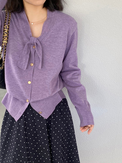 【cimJ8902】實拍氣質小香蝴蝶结針織開衫251114