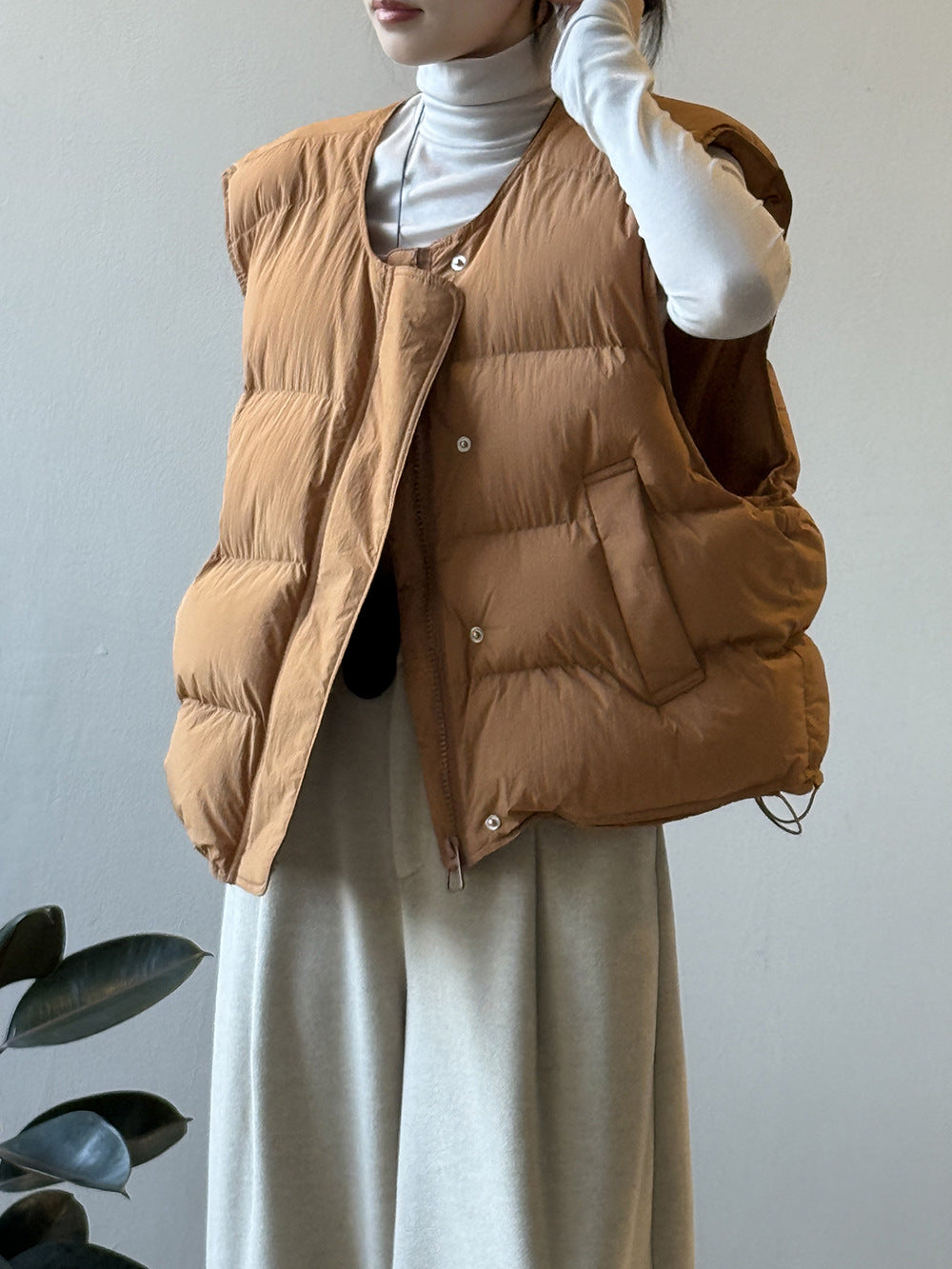 【Y82635】實拍秋冬簡約圓領棉背心251106