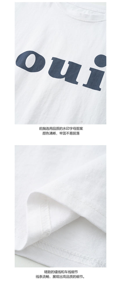 【H5193】實拍韓系簡約印花圓領寬鬆T恤250415