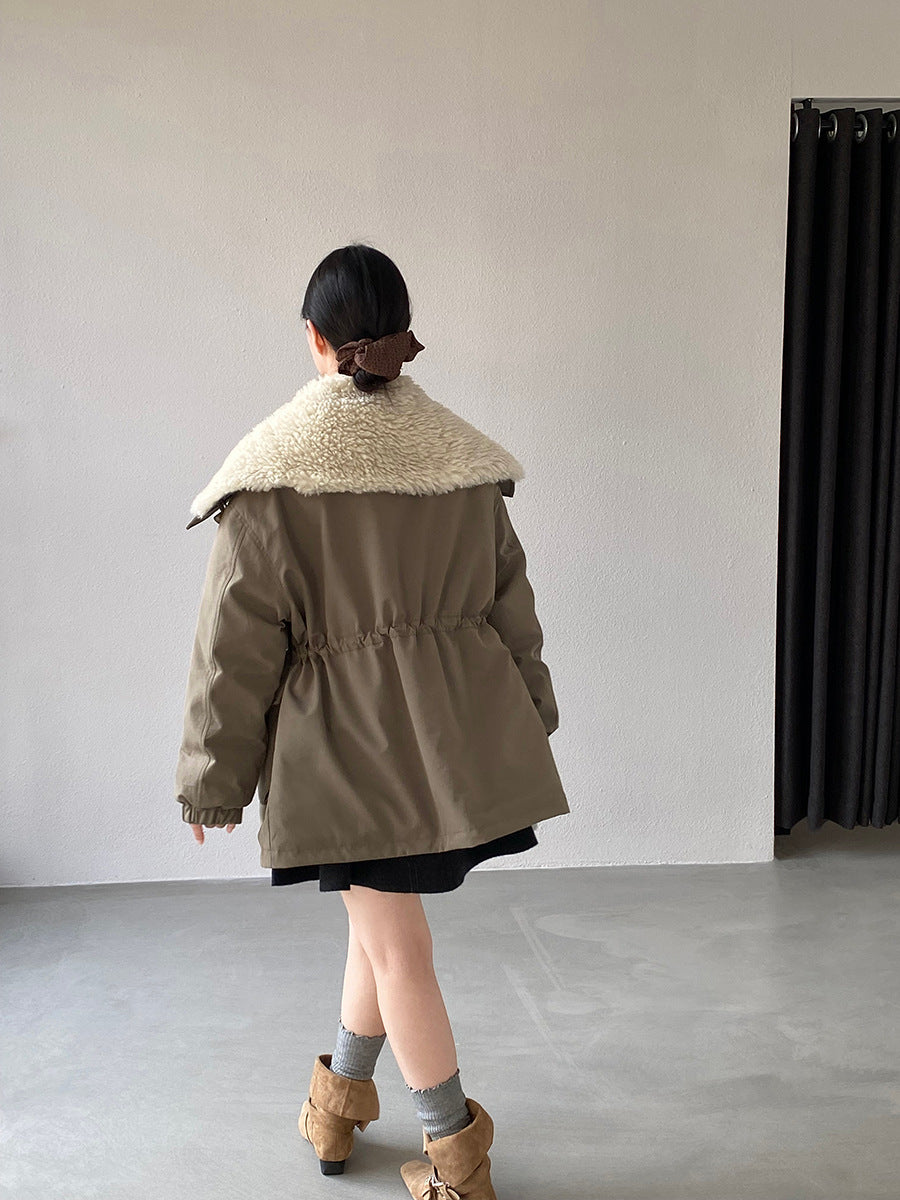 【cimz1727】實拍行走的火爐重工牛角扣大翻領工裝羽絨外套大衣(白鴨絨50)251120