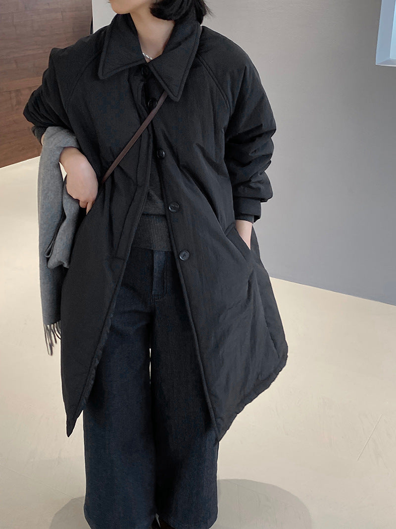 【cimz1235】 雪山奶糖 Muji 風輕薄初冬簡約廓形寬鬆棉服外套260108