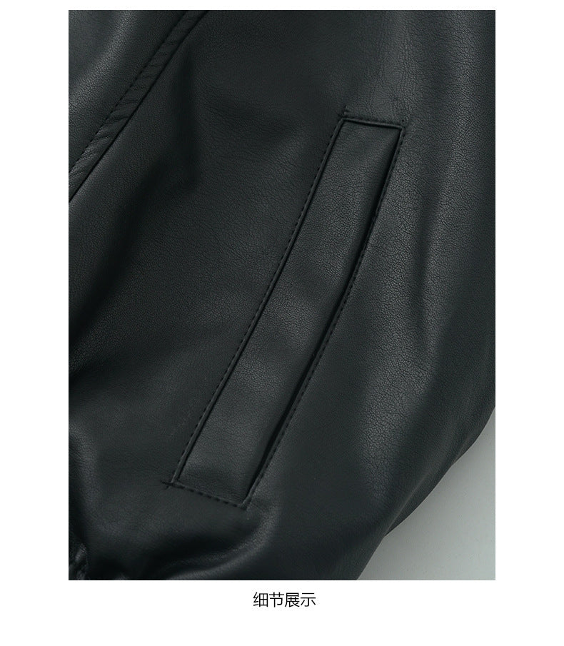 【H5485】實拍高級感毛領PU皮衣夾棉加厚外套251109