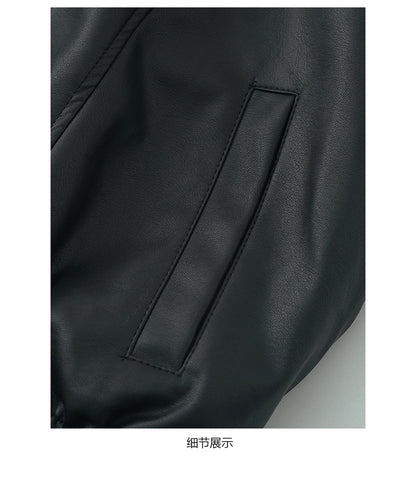 【H5485】實拍高級感毛領PU皮衣夾棉加厚外套251109