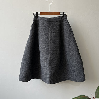 【Y8076】實拍氣質羊毛30%毛呢微花苞傘裙251201