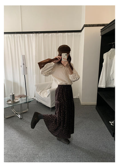 【H5488】實拍法式温柔蕾絲長袖襯衫251109