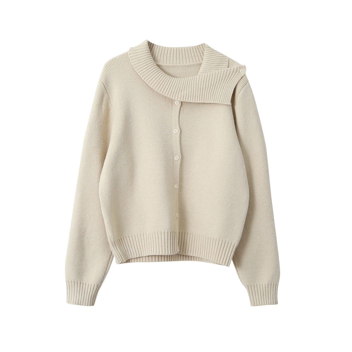 【LD11002】實拍秋冬法式設計感斜領針織毛衣外套251110