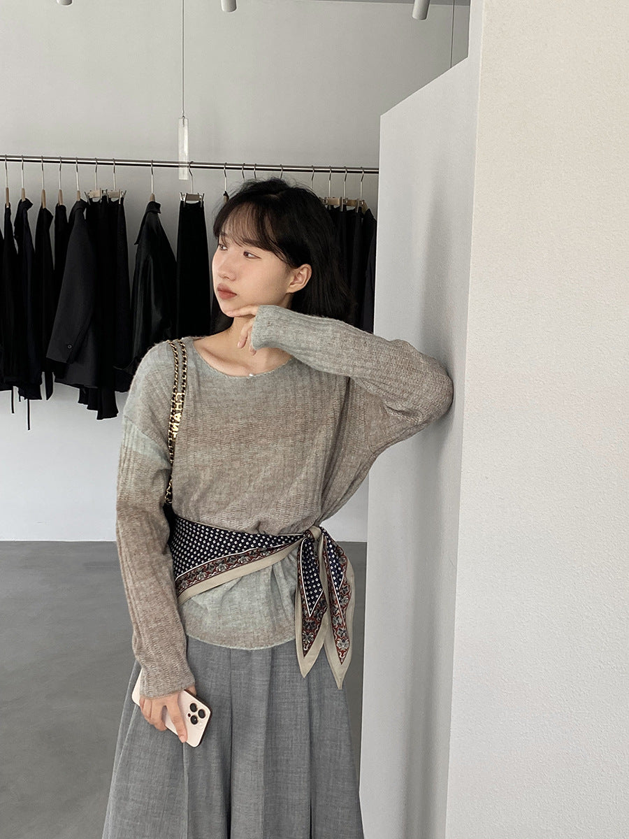 【cim0679】實拍韓國彩虹漸變長袖針織衫（羊毛11%)251114