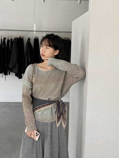 【cim0679】實拍韓國彩虹漸變長袖針織衫（羊毛11%)251114