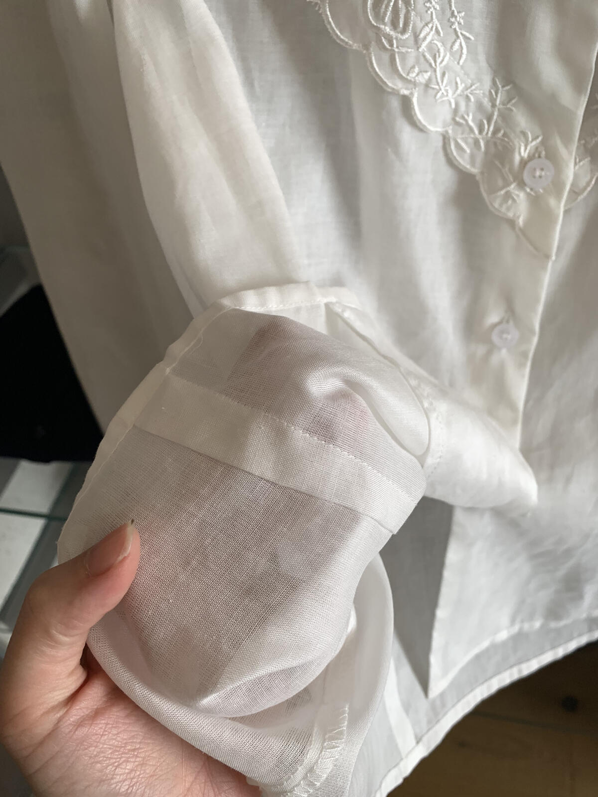 【LR90655】實拍imiss氣質百搭！法式刺繡花朵翻領長袖襯衫260305