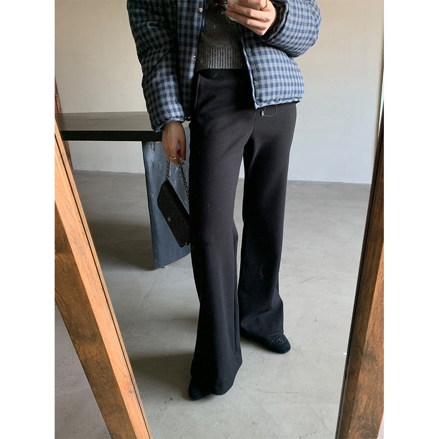 【H5517】實拍超級瘦高腰加絨厚款氣質喇叭褲251125