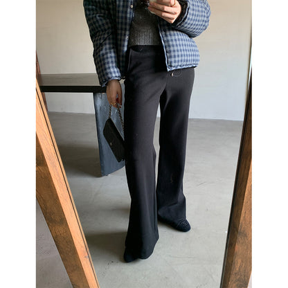 【H5517】實拍超級瘦高腰加絨厚款氣質喇叭褲251125