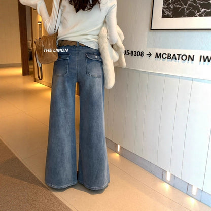 【L2651】實拍檸檬秋冬復古加厚顯瘦直筒微喇牛仔褲＋腰帶251117