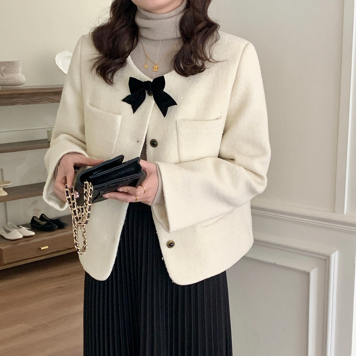 【LD9632】實拍氣質經典厚款羊毛43%白鴨絨外套（白鴨絨50%)251209