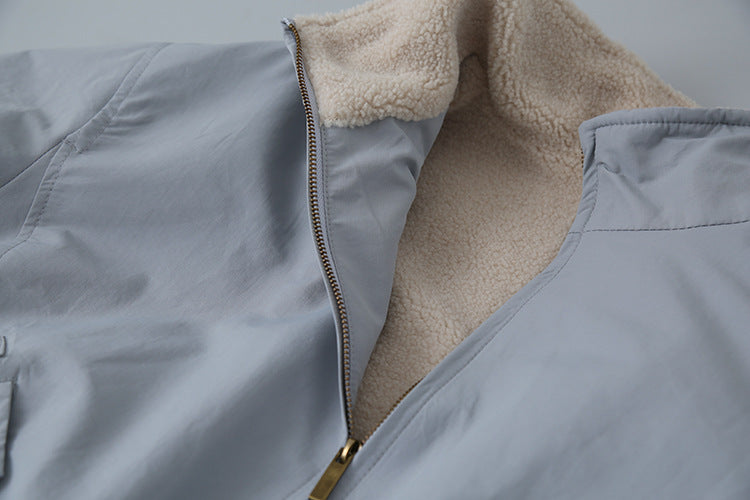 【LD11031】實拍冬天高級感加厚立領羊羔毛保暖夾克外套251124