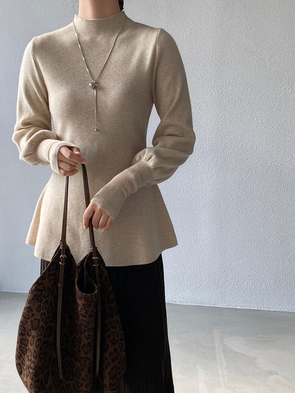 【cimz6652】實拍氣質半高領/V領燈籠袖極簡氣質針織衫251128