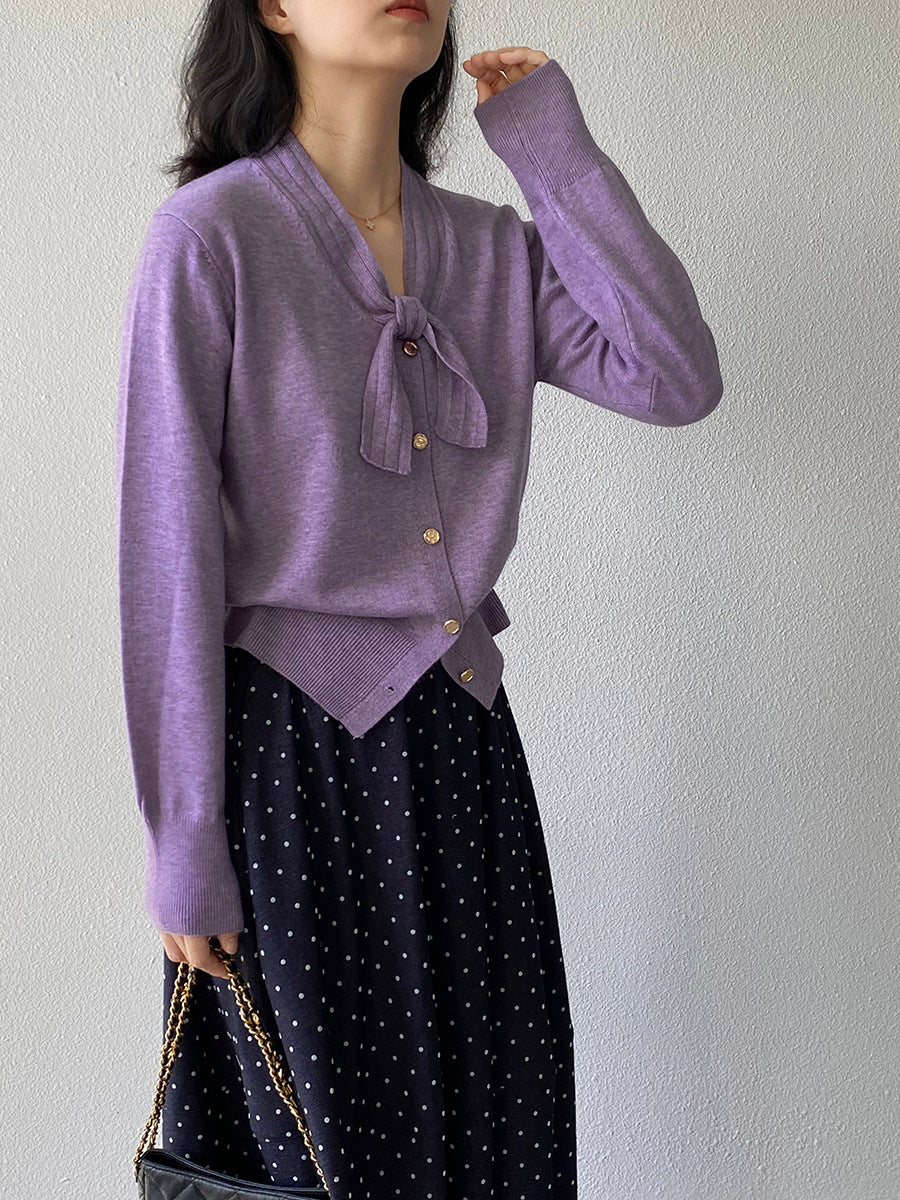 【cimJ8902】實拍氣質小香蝴蝶结針織開衫251114