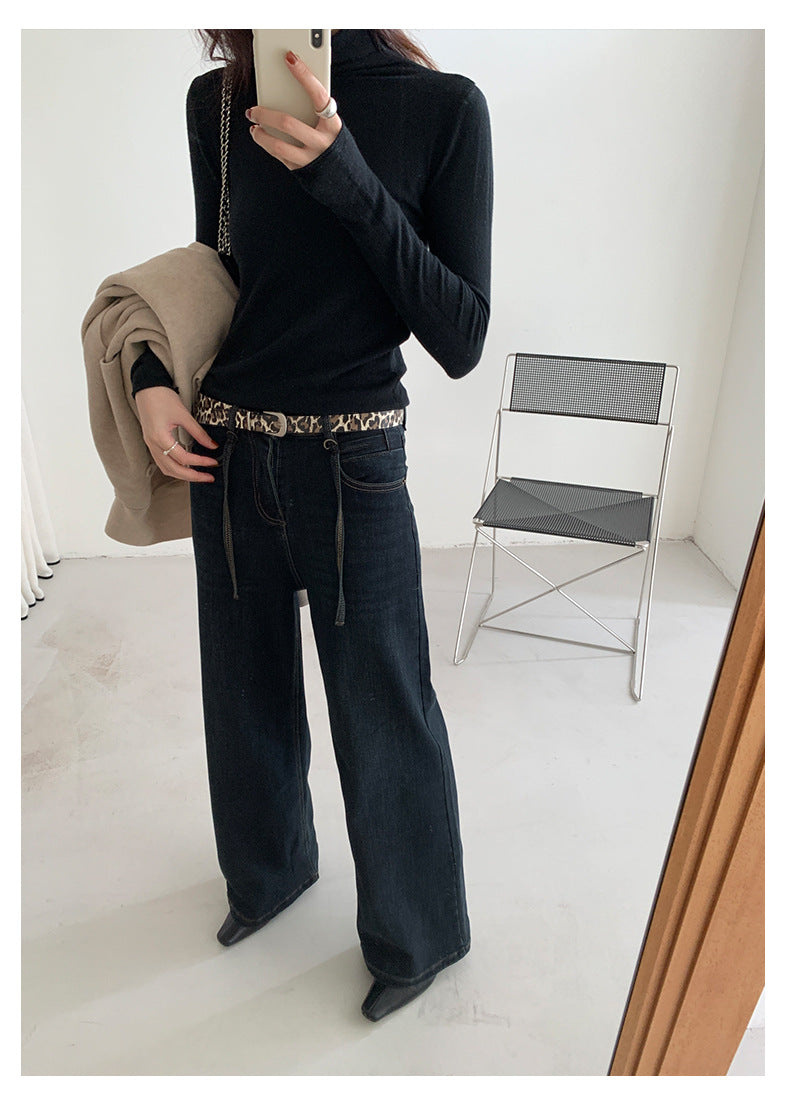 【H5477】實拍S~XL復古加厚高腰直筒牛仔褲251109