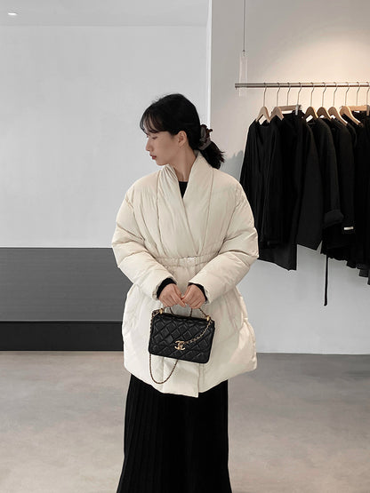 【cimz6386】實拍歐美大氣抗寒鎖温收腰氣質羽絨外套（白鴨絨90%)251120