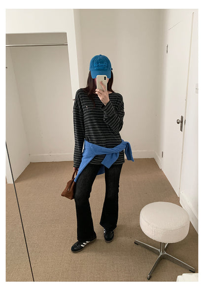 【H560】實拍加厚磨毛高腰微喇牛仔褲251021