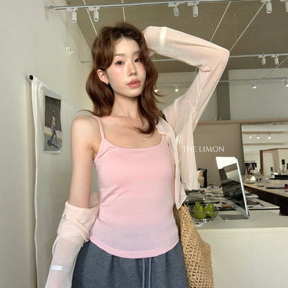 【LTM1812】夏日涼感降溫🧊日常通勤百搭冰感一體杯美背細肩帶背心260610
