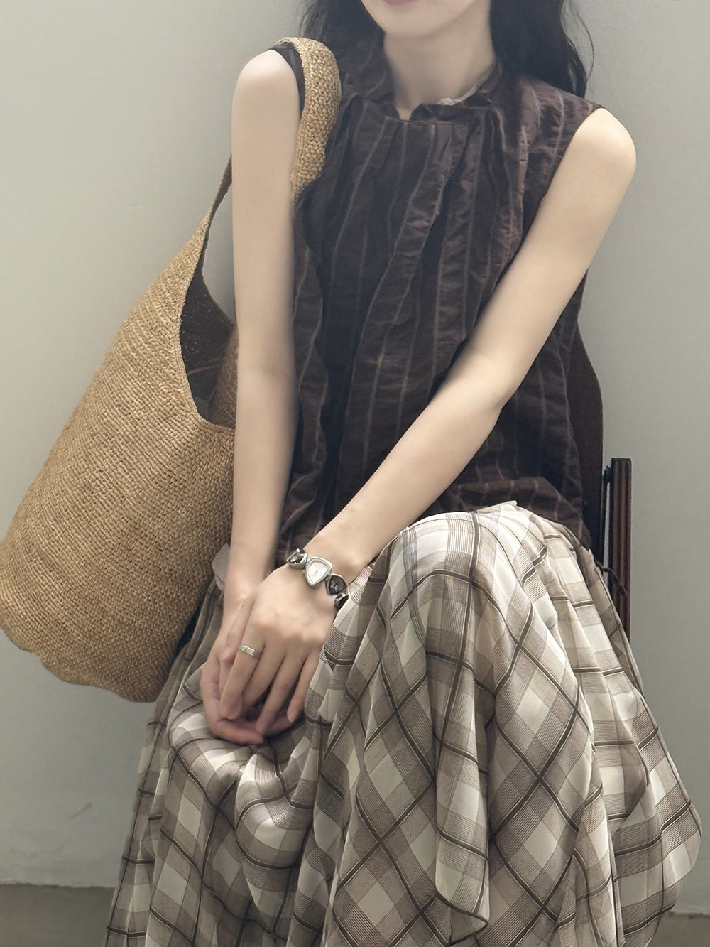 【Y82538】實拍日系棉質條文背心250626