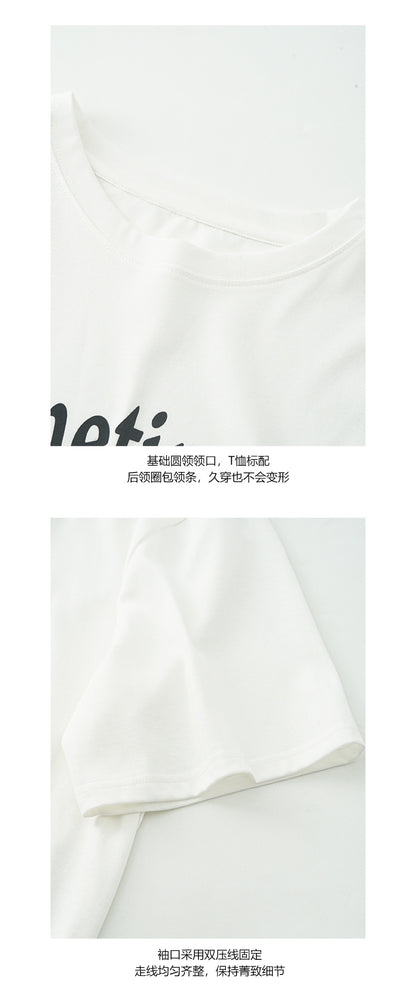 【H5256】實拍夏季寬鬆字母印花T恤250513